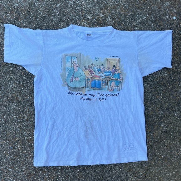 Vintage 1986 US MADE My Brain is Full Mr.‎ Osborne Graphic Tee Men’s L Far Side - Picture 10 of 11